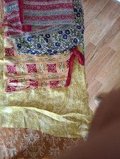 used saree silks  REMNANTS for craft (upcycling )