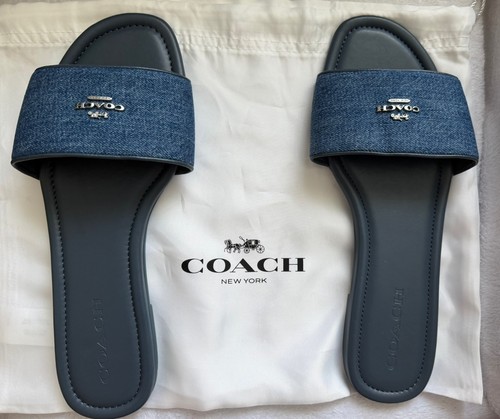 Coach denim slides slip - coach,