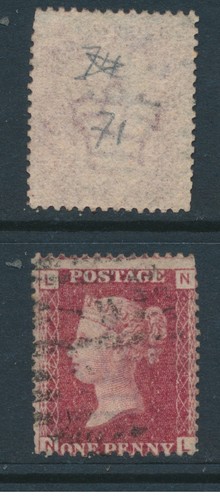 1864 penny red - , plate
