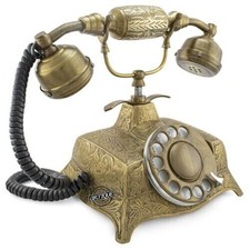 Antique Telephone Designers Golden Brass Old Rotary Dial Phone Office Home...