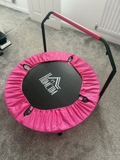 HOMCOM 40" Foldable Mini Fitness Trampoline, with Adjustable Foam Handle, Pink