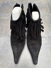 Jane Shilton Black Suede Kitten Heel Ankle Boots Extended Toe Size 36