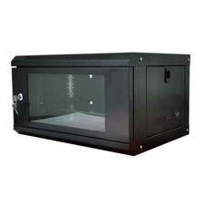 6U 450mm 19" Black Network Data Cabinet Wall Mountable Rack - Flat Packed