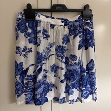 Cath Kidston Blue And White Floral Viscose Elasticated Skirt Medium Gorgeous