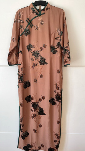 Brown chinese qipao dress - brown,