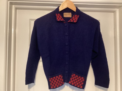 Vintage blue and red - and, cardigan