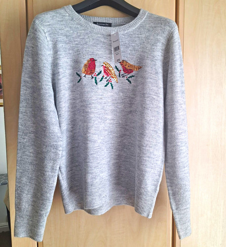 Bonmarché grey robin sequin - bonmarché,