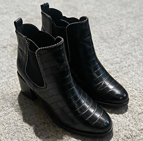 Womens black croc - croc, effect