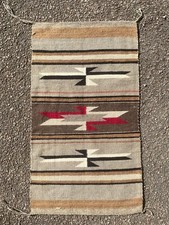 Antique Navajo Handwoven Native American Indian Rug Wool Carpet 88 x 49 cm