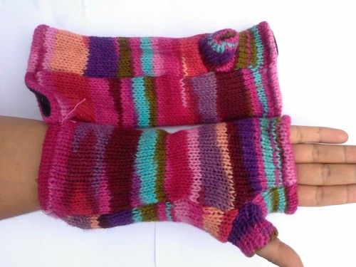 Hand knitted woollen gloves - woollen,