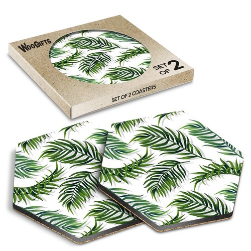 Hexagon mdf coaster - hexagon, tropical