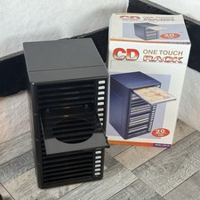 One Touch CD Storage Rack 20 CDs Black Push Button Release Retro NEW Vintage