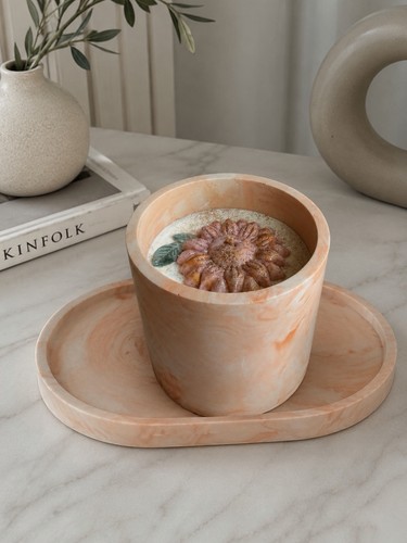 Peach white marbled - peach/white, jar