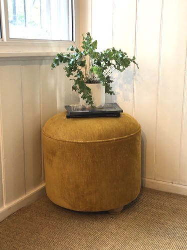 Volga linen round ottoman - linen,