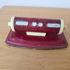 Vintage French red leather  Desk Calendar 
