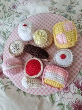 10 X HAND CROCHETED FAKE FOOD FULL SIZE CAKES BNWOT