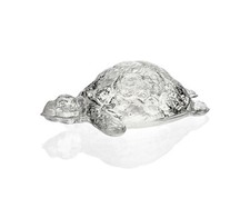 Lindshammar - Vintage Cast Glass Flatback Turtle Figure - 1960s Swedish Glass
