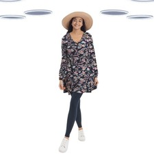 Ex Joe Browns Women's Long Sleeve Paisley Jersey Tunic in Navy Multi