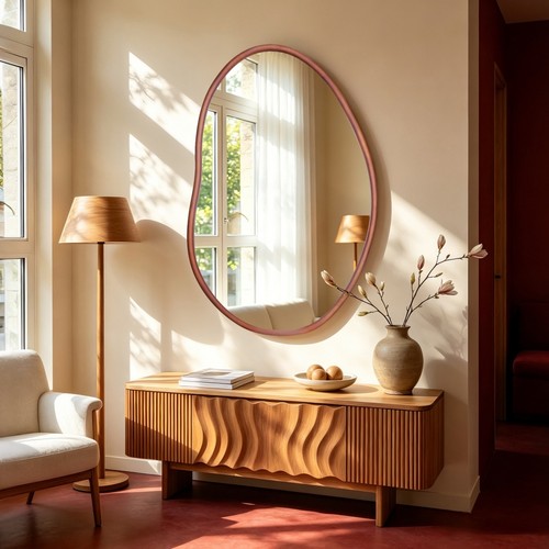 Irregular wall mirror wood - wall,