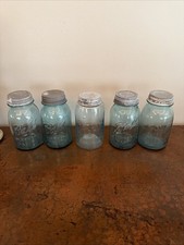 Lot Of 5 Vintage Blue Glass
