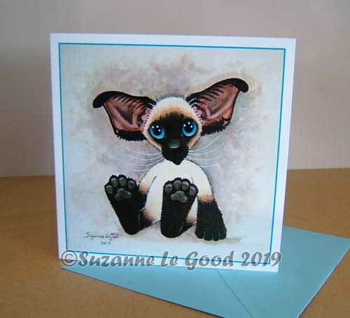 Siamese cat kitten - cat, painting