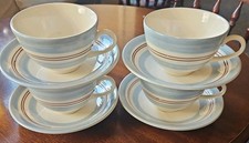 4x Poole Pottery Handpainted Brunch Pattern 300ml tea cups and saucers