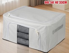 2x 66L Folding Storage Box Made of Thick Fabric Steel Frame Wardrobe Organiser
