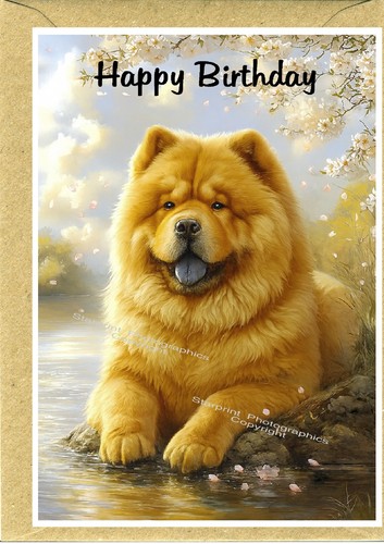 Chow dog birthday card - dog,
