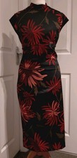 Karen Millen Size UK 14  Rare Vintage. Oriental High neck  Pencil Wiggle dress 