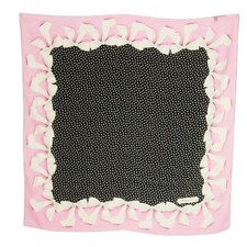 RARE TIFFANY & CO. T Design Silk Scarf Pink Black Logo Print Women Auth