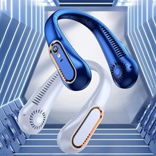 Bladeless Hanging Neck Fan USB Rechargeable Mini Cooler w/ Digital Display