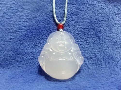 Solid white agate buddha - white,
