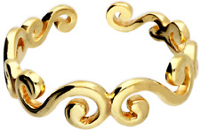 Gold Toe Ring Adjustable 18CT Gold on 925 Sterling Silver Swirl Design 4mm Band
