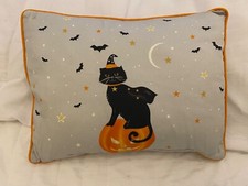 Halloween Cat on Pumpkin Cushion Asda George