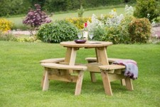 Small Round Bistro Wood Picnic Table for Pub Restaurant Garden - sits 8 people