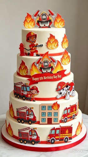 Fire truck cake topper - ,