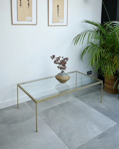 Mid century glass brass - glass, &
