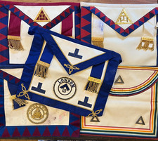 Five Masonic Aprons, stained