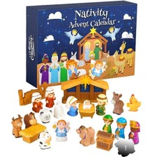 2025 Nativity Advent Calendar 25 Days Countdown Christian Religious Figurines