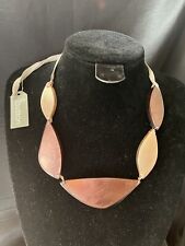 One Button Shell Resin Panel Adjustable Statement Collar Necklace Pink/Brown 890