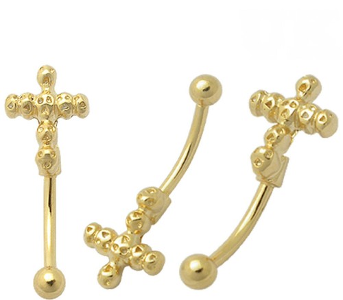 Eyebrow bar gold plated silver - gold,