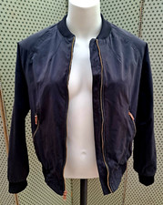 SUPERDRY Ladies Short 23rd Squadron Bomber Jacket Black Rose Gold Zips Size M 