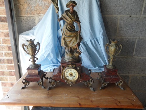 C1880 marble pewter french - c1880, marble/pewter