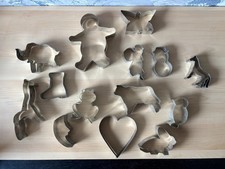 Bundle of Vintage Metal Cookie Biscuit Cutter Shapes - Animal & Christmas