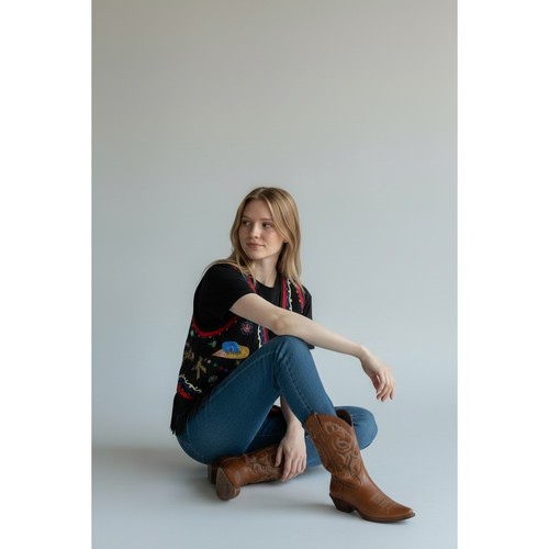 Imein embroidered fringe vest - fringe,