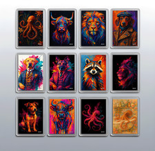 Cute & Vibrant Animal Fridge Magnet – Lion, Dog, Octopus & Cow Kitchen Gift