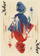 RARE MODERN "Jokers Wearing Red & Blue Tops & Hats" JOKER Play Card #62