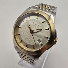 SWISS GUCCI G TIMELESS 126.5 2-TONE QUARTZ LADIES WATCH WITH GUCCI DESIGNER DIAL