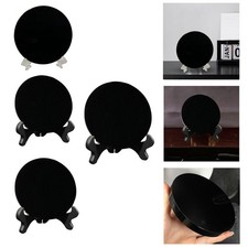 Feng Shui Black Obsidian Scrying Mirror, Black Obsidian Stone Circle Disc with