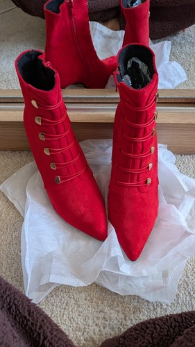 Ladies size red suede - red,